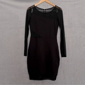 Guess See-Through Mesh Cutout Bodycon Dress All Black Women’s Size M